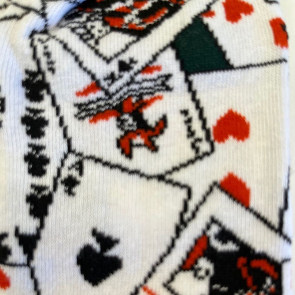 Men's Crew Socks -Playing Cards- White/ Red/ Green -NWT - Picture 4 of 4